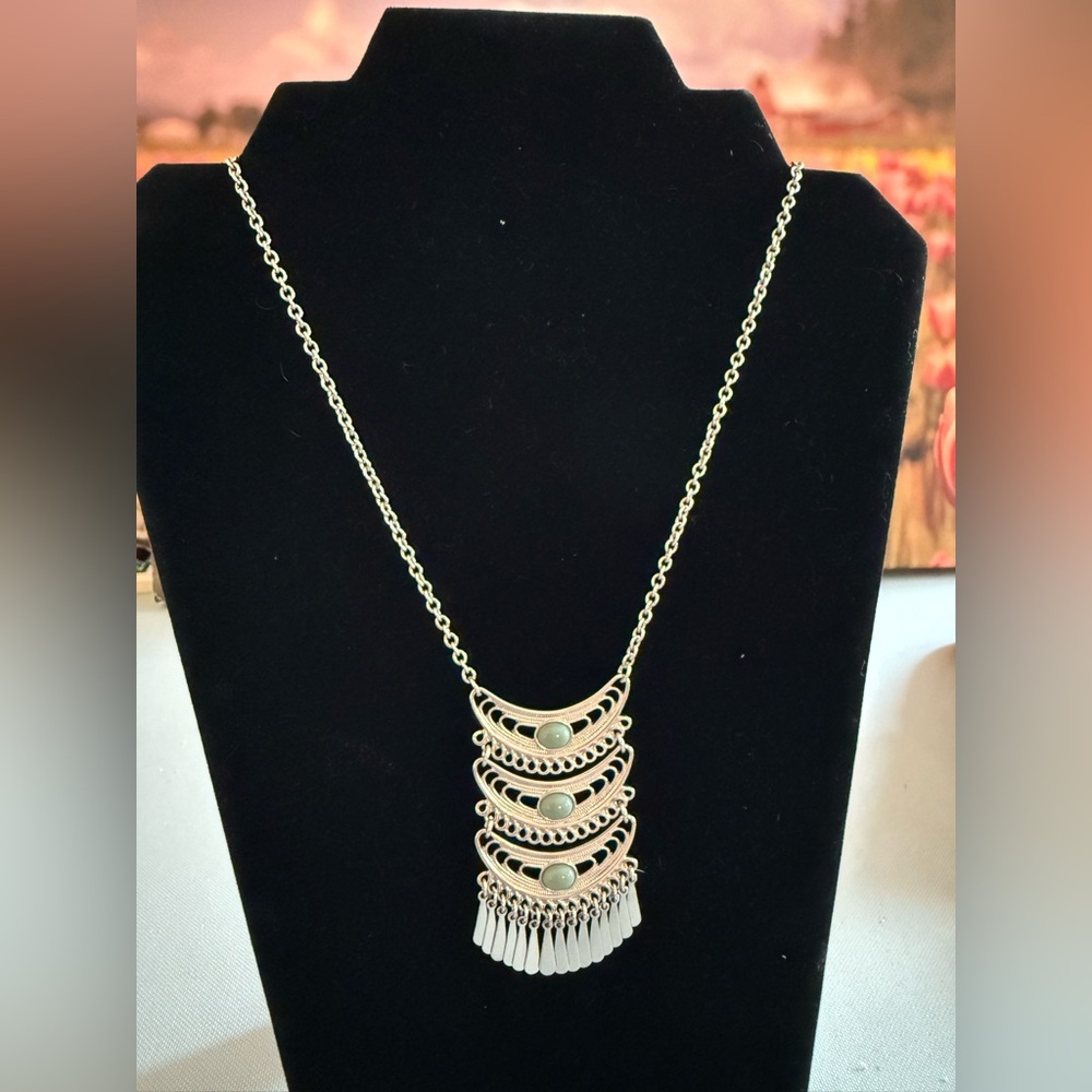 Lia Sophia Silver Waterfall Necklace with Tassels
